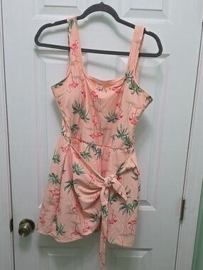 Old Navy Peach Flamingo One-Piece Swimsuit Dress
